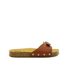 Pescura Flat Cork Leather Women's Casual Sandals - Cognac